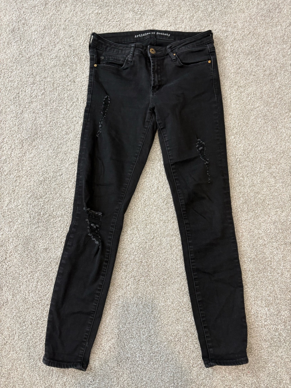 Articles Of Society Black Skinny Jeans with Branded Waistband